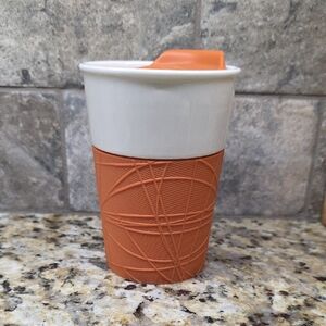 Starbucks Orange and White Travel Mug